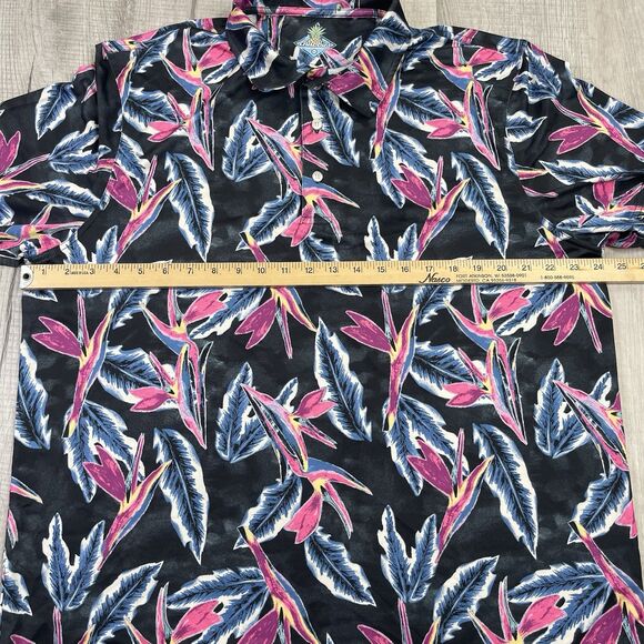 Chubbies Performance Polo Shirt Men XL Tropical Short Sleeve Pink Black Resort Q - Picture 6 of 7
